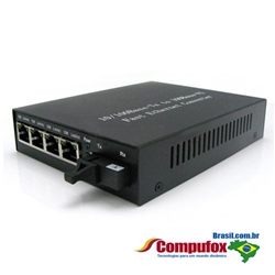 A Pair of 10/100M Single Fiber 1-port SC/ST/FC & 4-port RJ45 BIDI WDM Fiber Media Converter