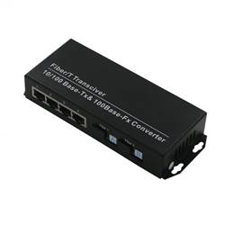 Single Fiber Fast Ethernet WDM / BiDi Fiber Media Converter, 2-port Fiber & 4-port RJ45, Tx:1490nm/Rx:1550nm, SMF, 80km