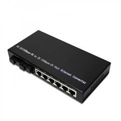 Single Fiber Fast Ethernet WDM / BiDi Fiber Media Converter, 2-port Fiber & 6-port RJ45, Tx:1490nm/Rx:1550nm, SMF, 80km