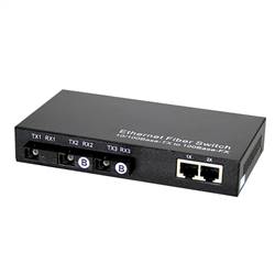 Single Fiber Fast Ethernet WDM / BiDi Fiber Media Converter, 3-port Fiber & 2-port RJ45, Tx:1310nm/Rx:1550nm, SMF, 20km