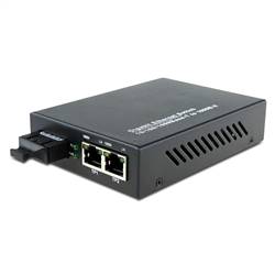 Dual Fiber 10/100/1000Base-TX to 1000Base-SX Gigabit Ethernet Fiber Media Converter, 1-port Fiber & 2-port RJ45, 850nm MMF, 550m